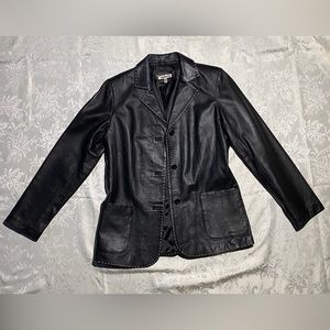 Black Vintage Leather Jacket Yvonne Marie 100% Lamb Leather